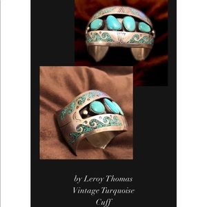 Vintage Leroy Thomas Turquoise Shadow Box Cuff